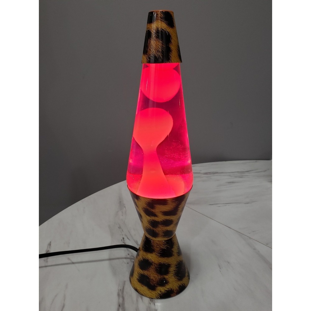 LAVA LAMP 14" Feline Prowl CHEETAH PRINT Pink Wax Lava Lite